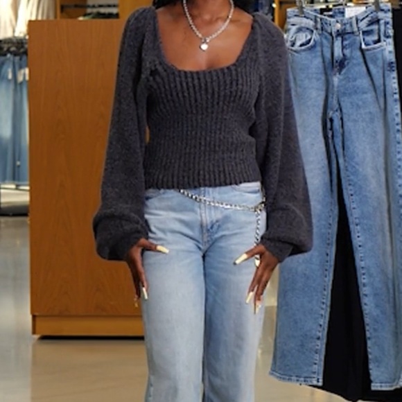 Free People Katie Mix Stitch Square Neck Sweater - Picture 2 of 7